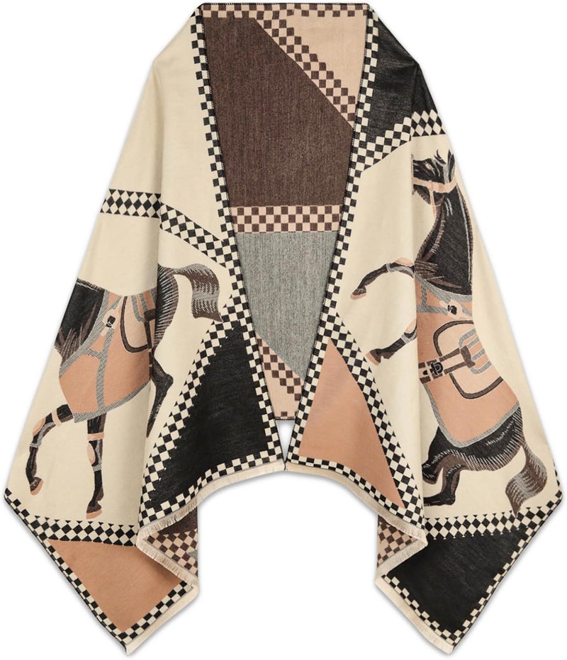 EXTREE Scarfs for Women Pashmina Silky Shawl Wrap for Evening Dressing Blanket Open Front Poncho Cape - Image 1